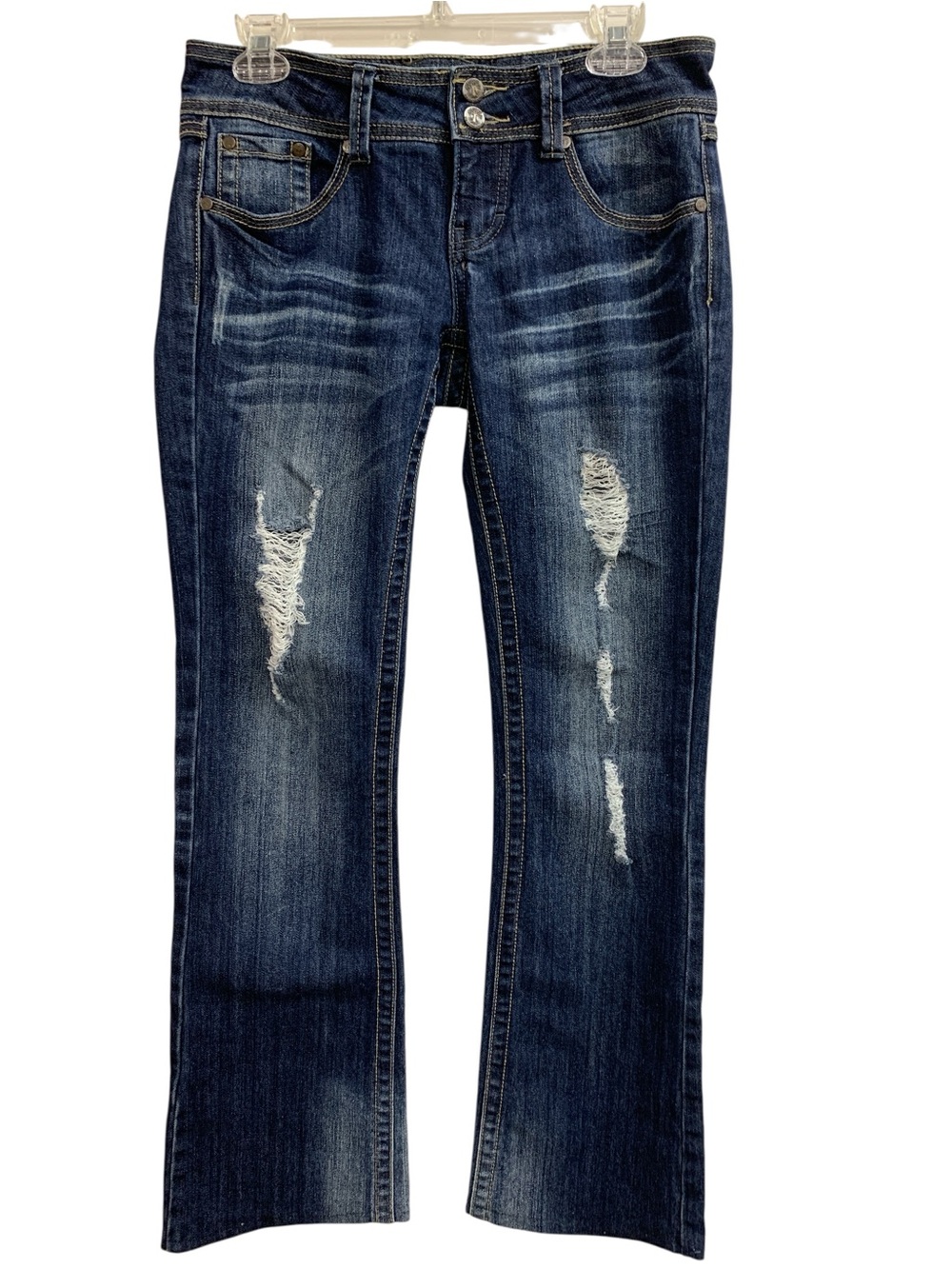 Urban Heritage Dark Blue Distressed Boot Cut Jeans Size M